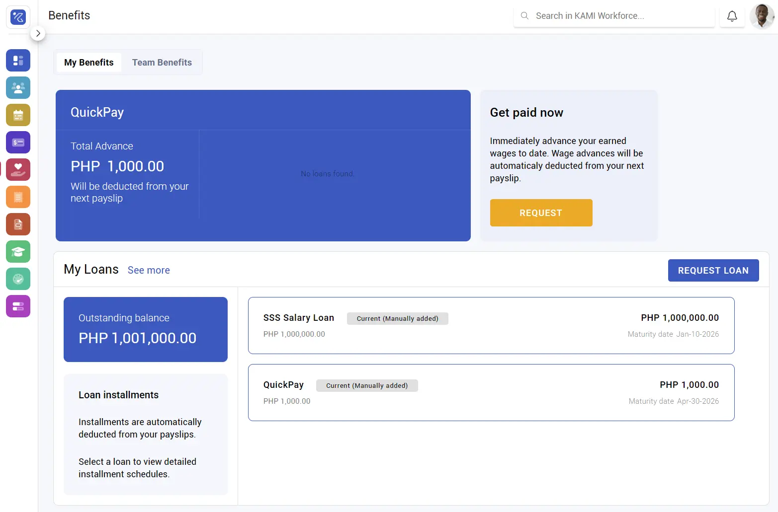 KAMI Benefits dashboard