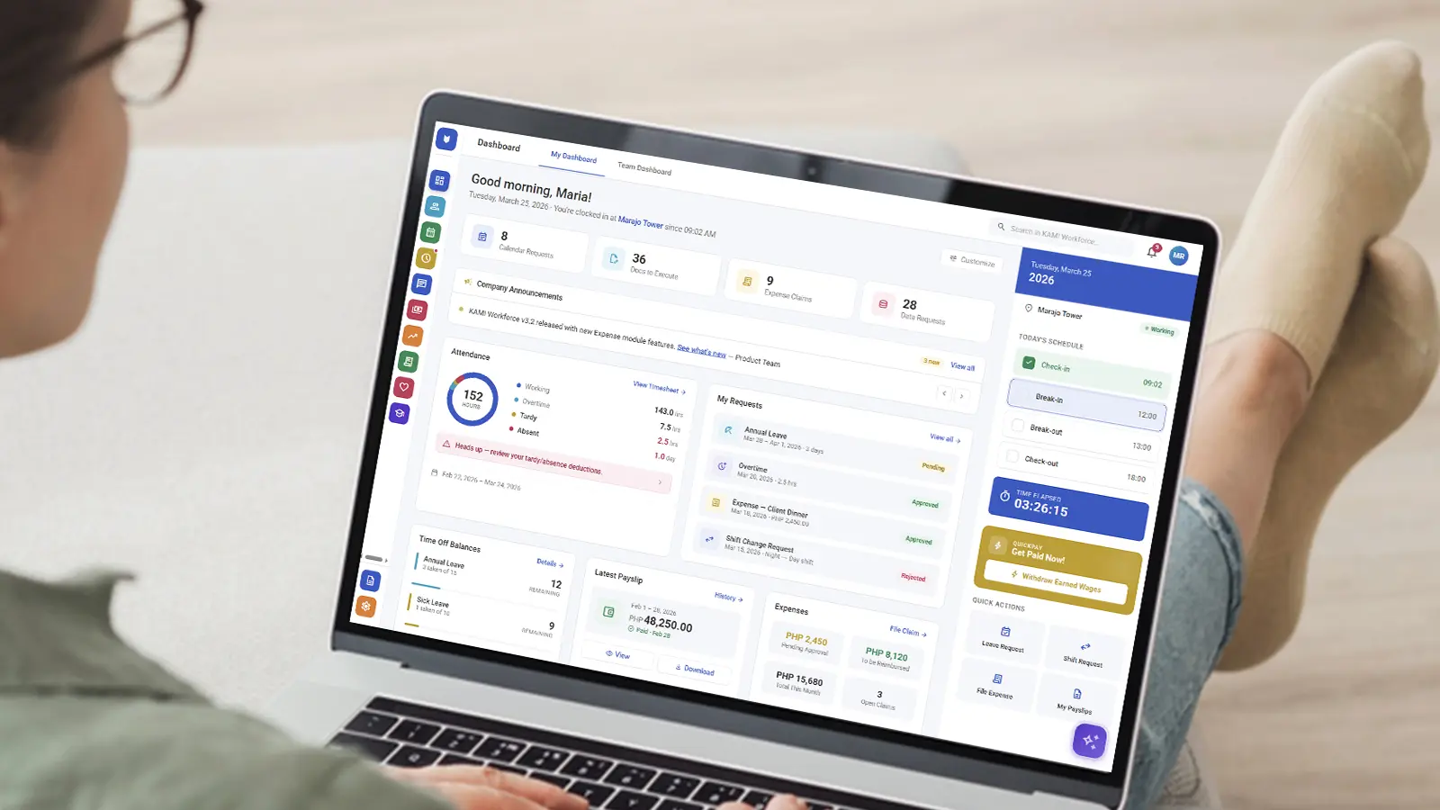 KAMI Core HR employee dashboard