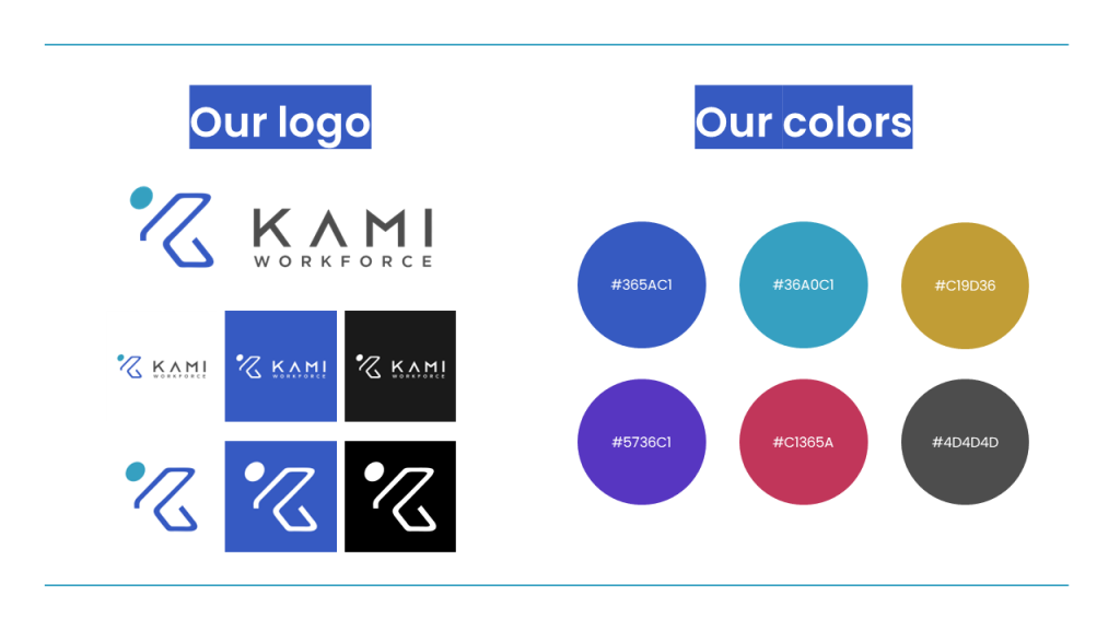 KAMI Workforce logos and color palette